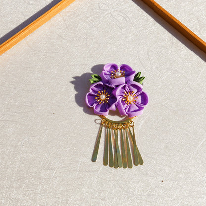 【セットアップ】夏 手作り布製  髪飾り つまみ細工風 和風ヘアアクセサリー 【SHシリーズ】