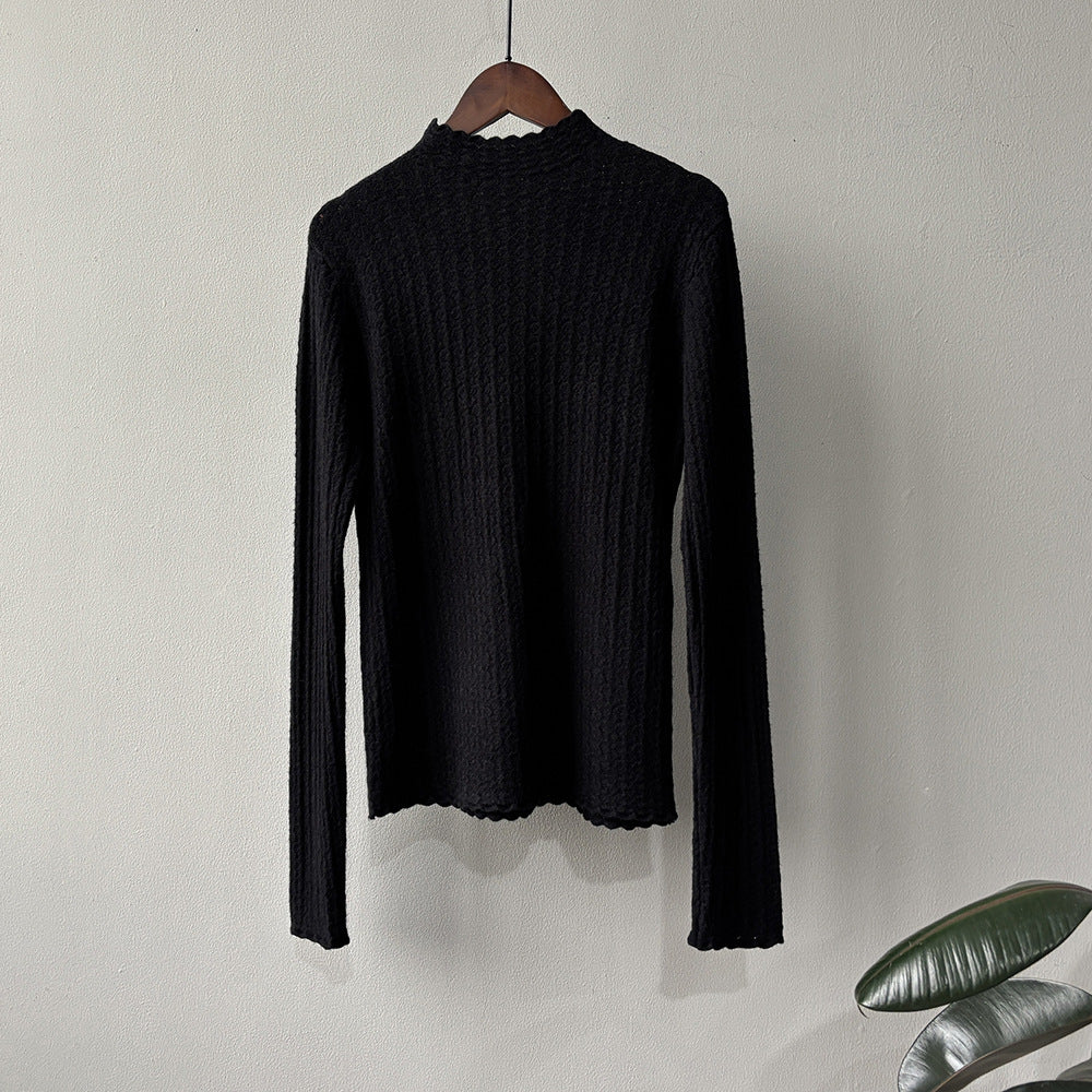 5カラー【トップス】シンプル無地 ハーフハイネック レースニット レディース 秋冬 ふんわり柔らか すっきりシルエット インナー【JZシリーズ】