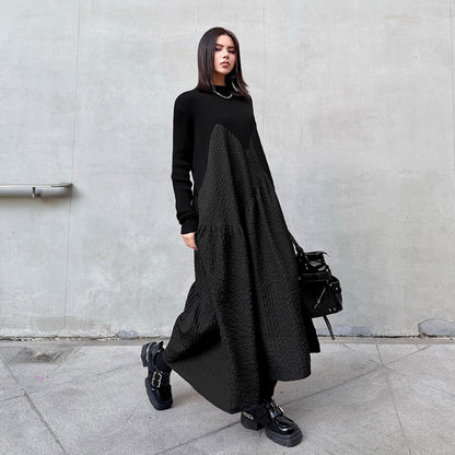 【ワンピース】切り替え 春 秋 冬 ダークテイスト長袖 ワンピース 【AHシリーズ】