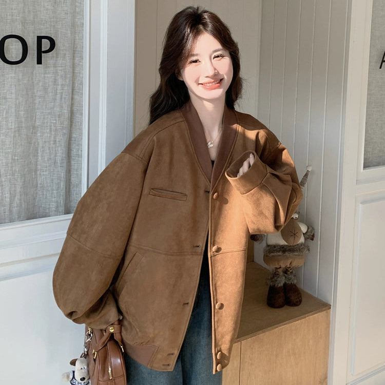 【アウター】アメリカン スエード ゆったり リラックス 春 秋 冬 合わせやすい ジャケット【JZシリーズ】