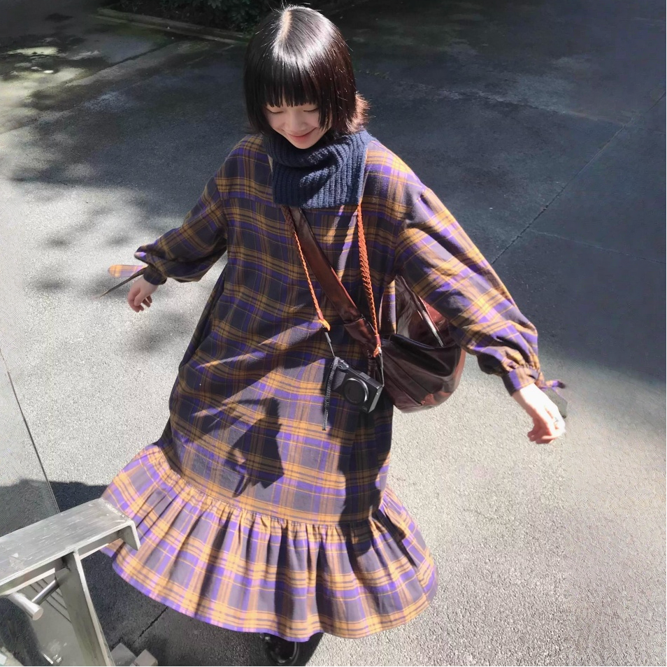 【ワンピース】フリル切替 春 秋 冬 袖口ワイドリボン ゆったりHラインワンピース 【JZシリーズ】