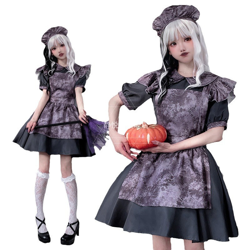 【ハロウィン】南瓜ウィッチコスプレ・ホラードール・メイド風・ダークゴシック・ヴァンパイアワンピース