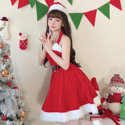 【クリスマス】サンタクロース風 セクシーチューブトップワンピース 舞台用クリスマス衣装 レディース クリスマスコスチューム