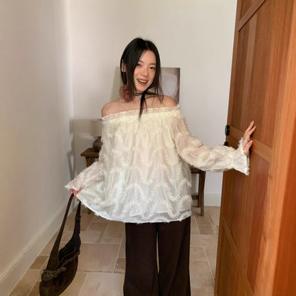 【トップス】春 秋 冬 起毛加工 オフショルダー 若々しい印象 シャツ 【JZシリーズ】