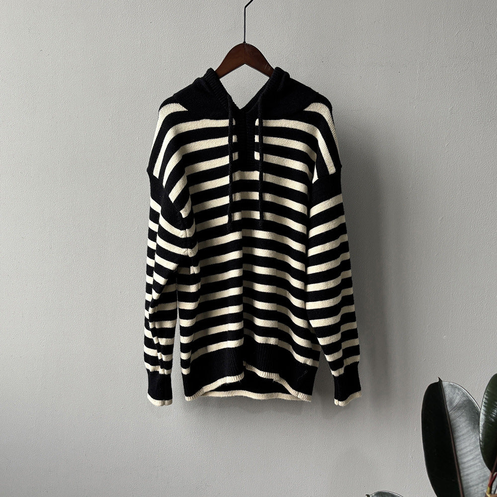 【トップス】春 秋 冬 ゆったり プルオーバー フード付き リラックス感のある セーター 【SNシリーズ】