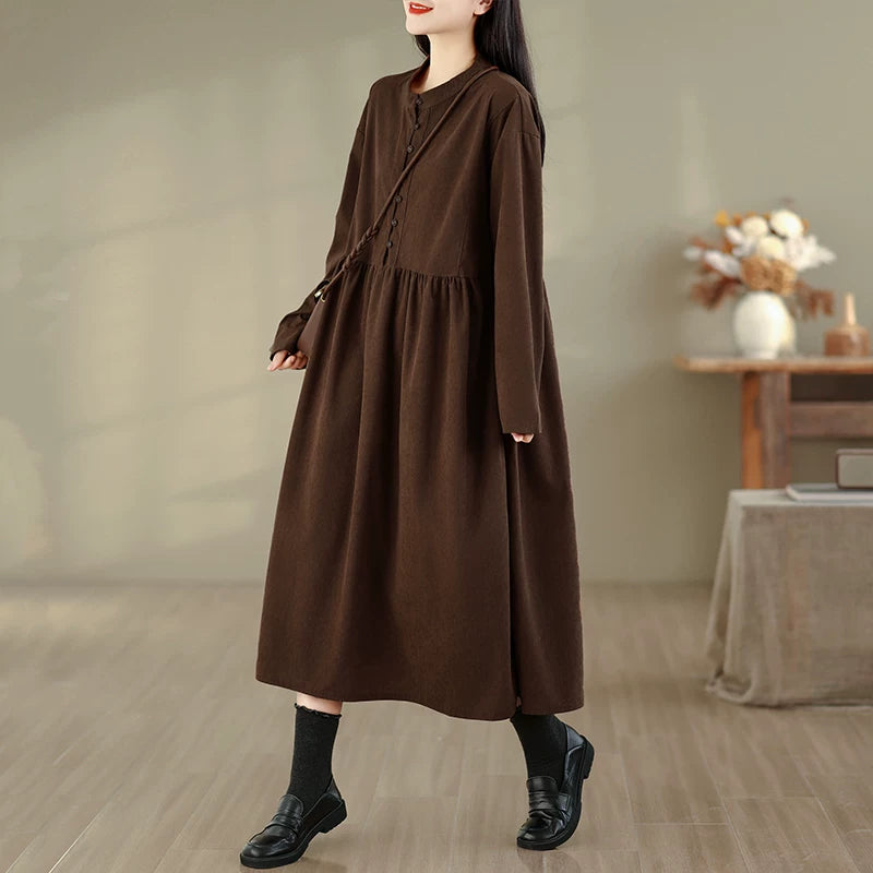 【ワンピース】コーデュロイ ハーフボタン ハーフボタン 長袖 ワンピース 【JZシリーズ】