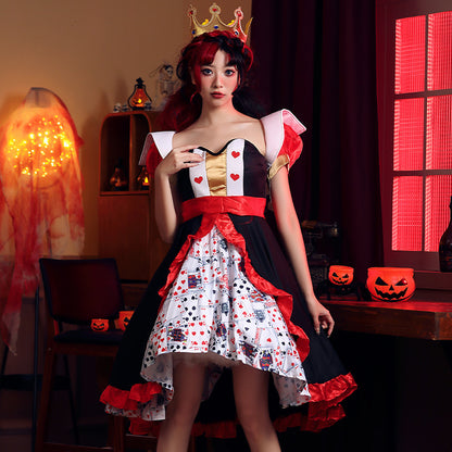 【ハロウィン】ハートの女王 魔女 トランプ 貴族風 仮装 コスプレ 演出服 お祭り トランプ柄ワンピース