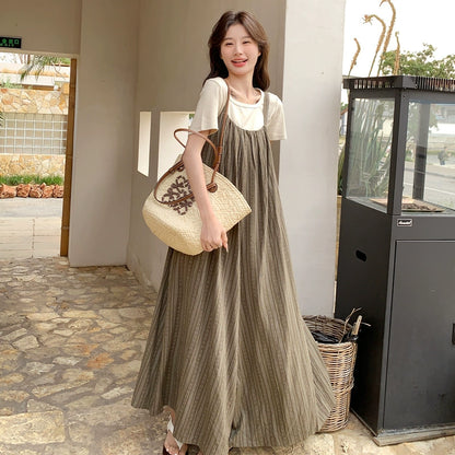 【ボトムス】夏新作 大人フェミニン ゆったりシルエット 体型カバー カジュアルオールインワン【SHシリーズ】