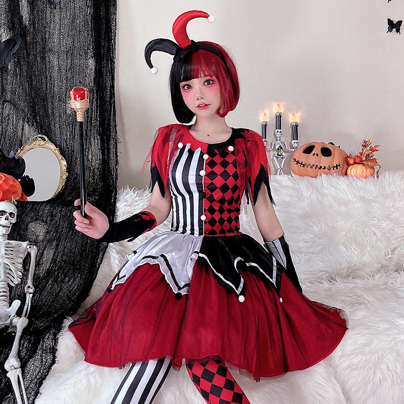 【ハロウィン】コスプレ  魔女 コスプレ 仮装 パーティー お祭り ワンピース ハーレークイーン コスチューム 演出衣装