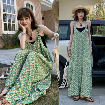 🌟売り切れ続出中【ボトムス】夏新作 ナチュラルな抜け感 翡翠グリーン オーバーサイズサロペットパンツ オールインワン【SHシリーズ】