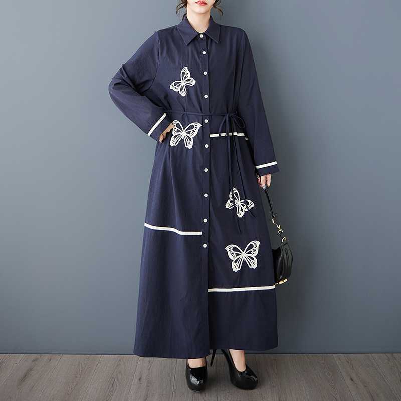 60%OFF⭐️期間限定【ワンピース】着痩せ 上品 ゆったり 文芸風 デザイン性 刺繍 切替 春新作 長袖 シャツワンピース【SHシリーズ】