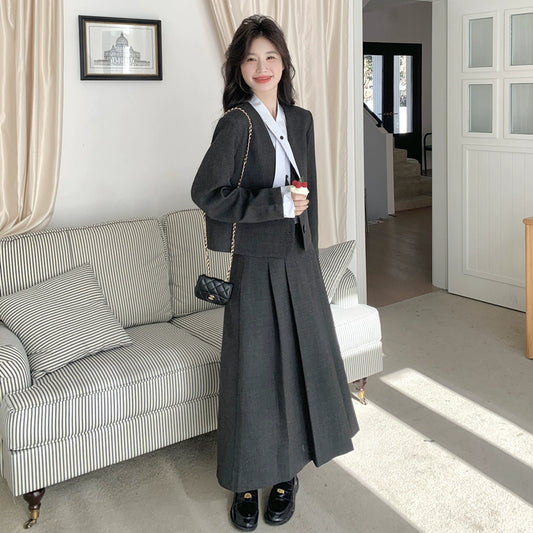 【セットアップ】大人可愛い 高級感 シャネル風 フェイクレイヤード 気質よい 2点セット【JZシリーズ】