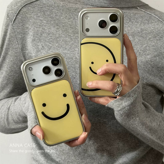 【グッズ】春新作 シンプル 可愛い イエロースマイル ライン iPhone17 Pro Max対応 iPhone17 / 16 Pro Max / 15 Pro / 14対応 全面保護 耐衝撃 カップル向け ケース