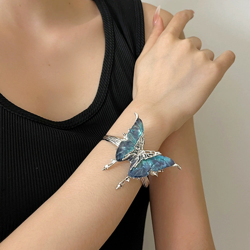 【🎁 B2G1｜先行スタート！】【グッズ】立体ブルーグラデーション バタフライ バングル レディース オープンタイプ 高級感 おしゃれ