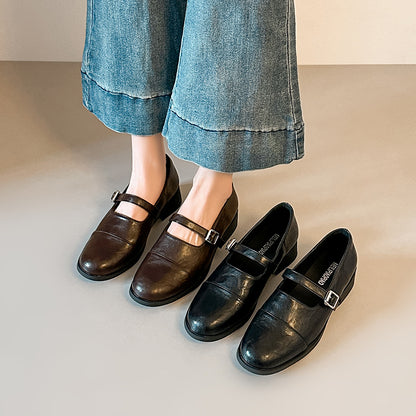 【シューズ】フトレザー ヴィンテージ ローファー 新作 パンプス マリージェーン フレンチスタイル シューズ