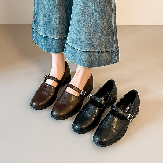 【シューズ】フトレザー ヴィンテージ ローファー 新作 パンプス マリージェーン フレンチスタイル シューズ