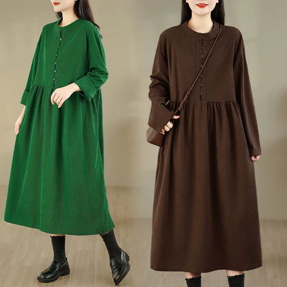 【ワンピース】コーデュロイ ハーフボタン ハーフボタン 長袖 ワンピース 【JZシリーズ】