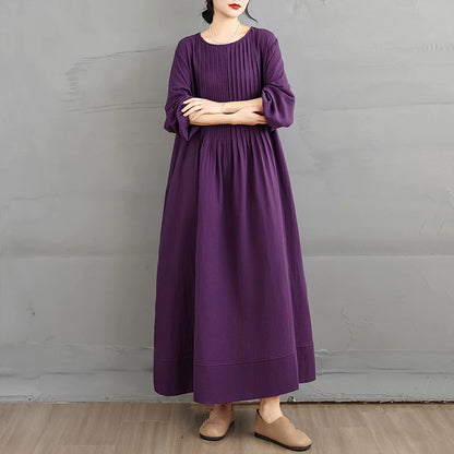 【60%OFF⭐️早い者勝ち】【ワンピース】前後アコーディオンプリーツ 膝下丈 細見え 上品 長袖 レディース【JZシリーズ】