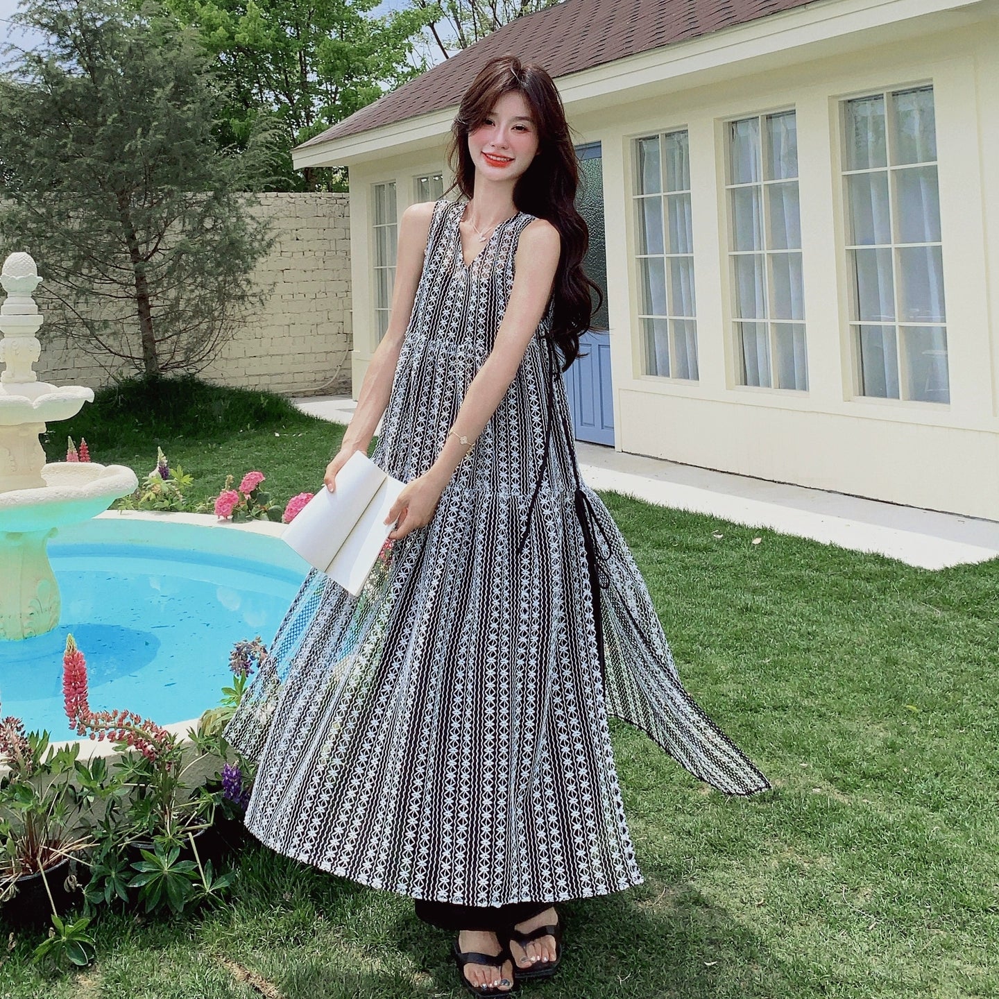 【ワンピース】ボヘミアン風ツイード調 ノースリーブワンピース 【SHシリーズ】