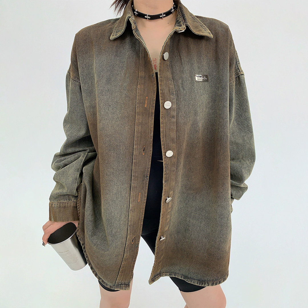 【トップス】春秋 アメリカンスタイル ヴィンテージ加工 合わせやすい シャツジャケット【FCシリーズ】