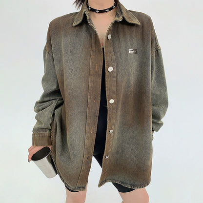 【トップス】春秋 アメリカンスタイル ヴィンテージ加工 合わせやすい シャツジャケット【FCシリーズ】