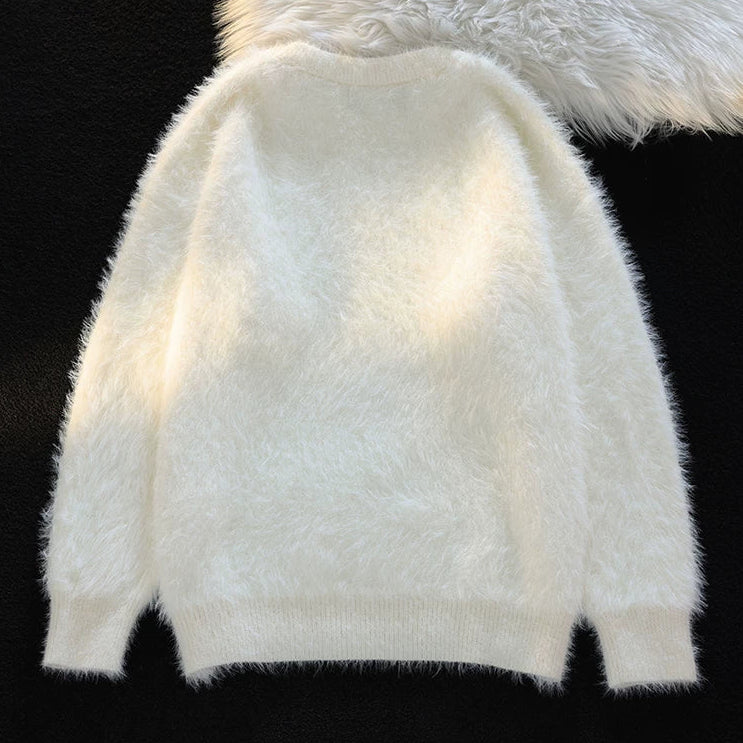 【トップス】ゆったり 小众 上品 クルーネック フェイクミンクニット レディース 猫 ニットセーター