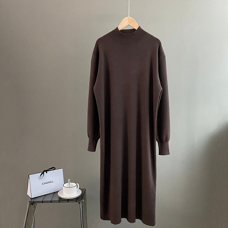 【24AW】【ワンピース】全6色 無地 柔らかな着心地 ニット長袖ワンピース【JZシリーズ】