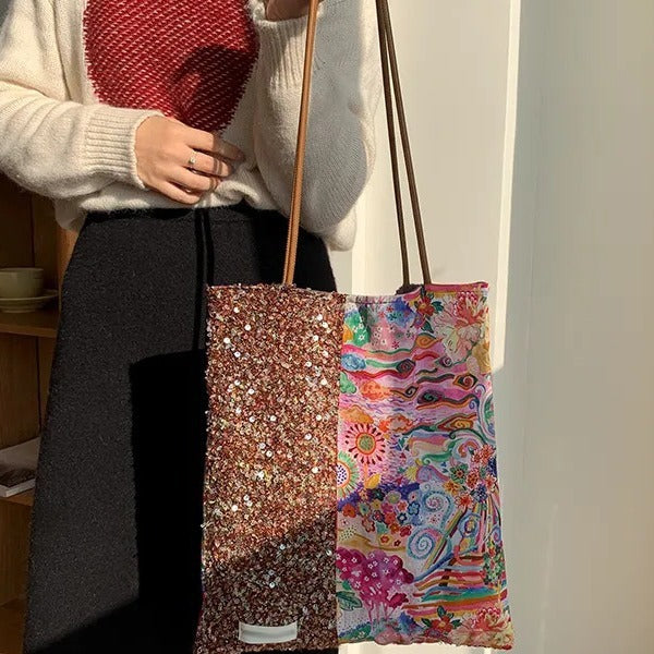 【バッグ】夏  キラキラ装飾 小众デザイン  ワンショルダー トートバッグ【SHシリーズ】