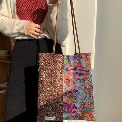 【バッグ】夏  キラキラ装飾 小众デザイン  ワンショルダー トートバッグ【SHシリーズ】