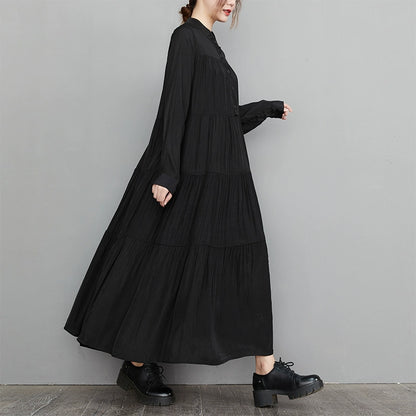 【24AW】【ワンピース】レトロ 切り替え ゆったり 着痩せ Aライン 長袖ワンピース