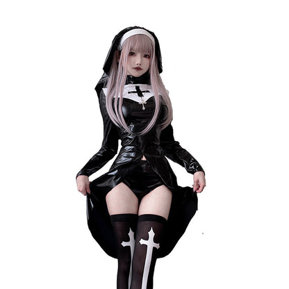 【ハロウィン】レディース 大きいサイズ 吸血鬼 修道女 十字架 ゴシック ダーク コスプレ衣装