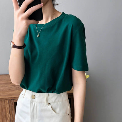 【トップス】無地 夏  ラウンドネック Tシャツ