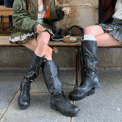 【シューズ】【15～20日内発送】春 秋 冬 厚底 ワイド筒周り マーチンブーツ 【JZシリーズ】