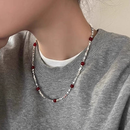 【🎁 B2G1｜先行スタート！】【グッズ】上品◎レッドアゲート×925純銀ネックレス｜存在感抜群のレディースアクセサリー