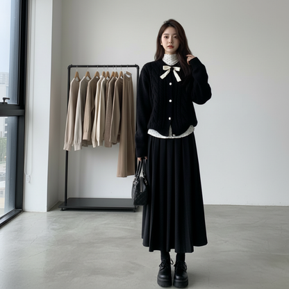 【セットアップ】春 秋 冬 ニット セーター + スカート 2点セット 【JZシリーズ】