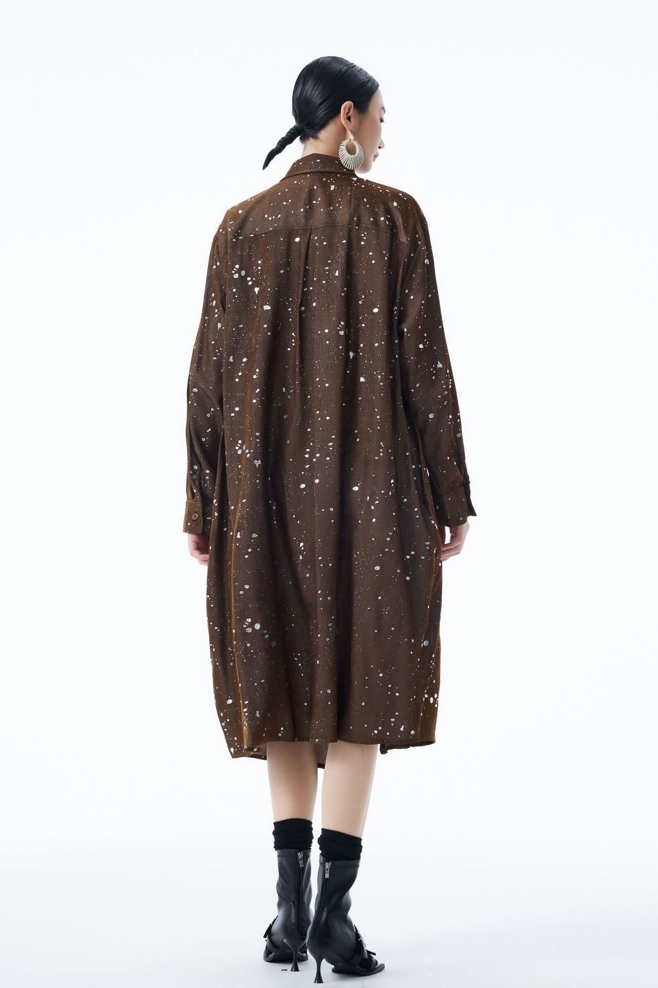 【ワンピース】春 秋 冬 カジュアル 細見え  ドット柄 長袖 ワンピース 【AHシリーズ】