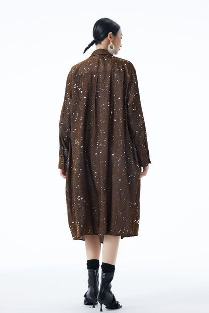 【ワンピース】春 秋 冬 カジュアル 細見え  ドット柄 長袖 ワンピース 【AHシリーズ】