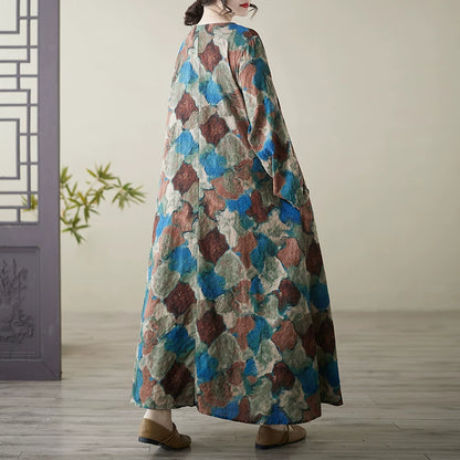 【ワンピース】大きいサイズ レディース 長袖 ワンピース リゾート風 ビーチドレス ボヘミアンスタイル ロングワンピース【SHシリーズ】