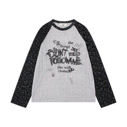 【トップス】ヒョウ柄プリントシアーTシャツ レディース 薄手 長袖 ストリートカジュアル【FCシリーズ】