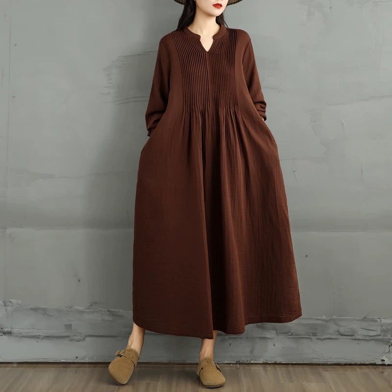 60%OFF⭐️期間限定【ワンピース】新作 レトロ風 ナチュラル系 ゆったり ロングスリーブ ダブルレイヤー シフォン フレア 長袖ワンピース【AHシリーズ】