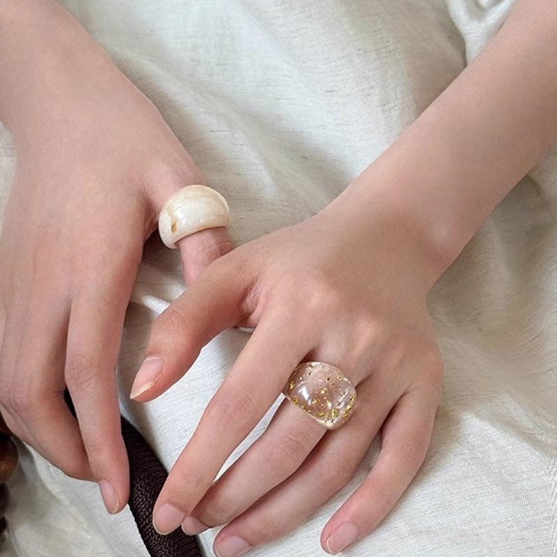 【グッズ】韓国風 レトロ 個性派デザイン 中華風 アクリル リング