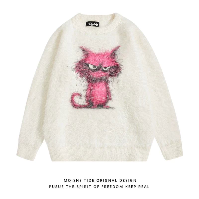 【67%OFF⭐️早い者勝ち】【トップス】ツンデレ 子猫 ふんわり 男女兼用 ゆったり モヘア ニット 【FCシリーズ】