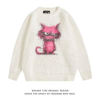 【67%OFF⭐️早い者勝ち】【トップス】ツンデレ 子猫 ふんわり 男女兼用 ゆったり モヘア ニット 【FCシリーズ】