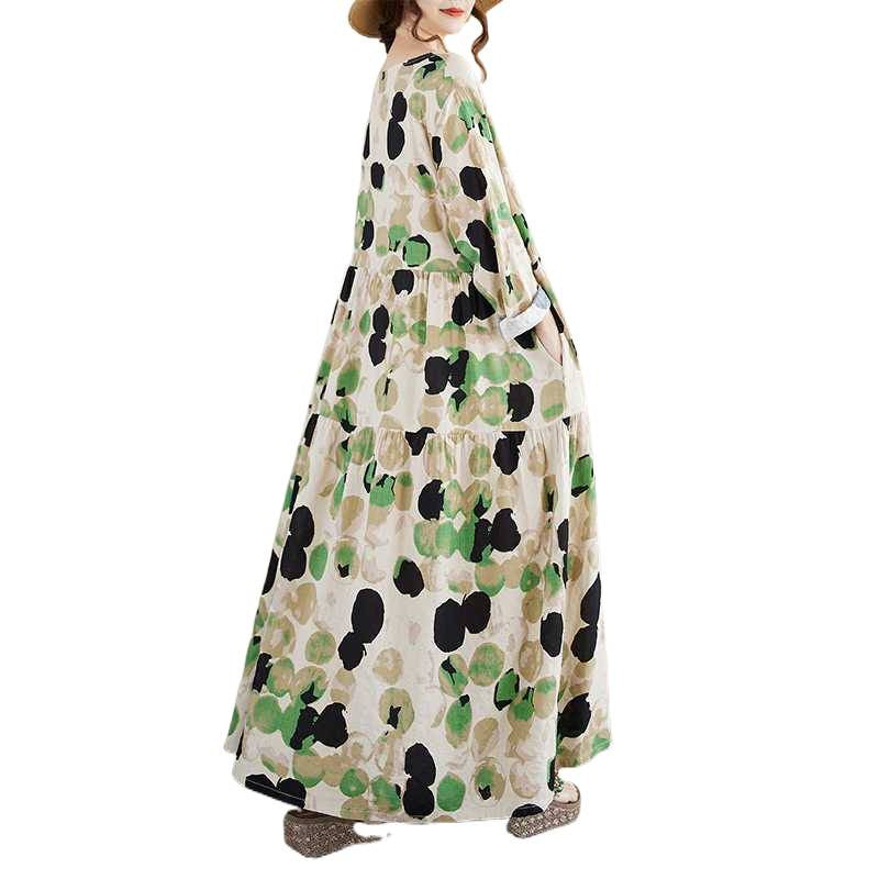 【ワンピース】春 秋 ドット ナチュラルガーリー ナチュラルガーリー プリント 長袖 ワンピース 【SHシリーズ】