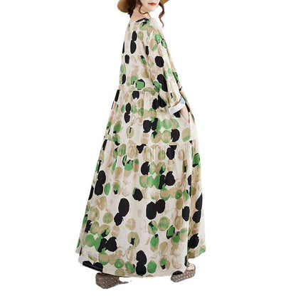 【ワンピース】春 秋 ドット ナチュラルガーリー ナチュラルガーリー プリント 長袖 ワンピース 【SHシリーズ】