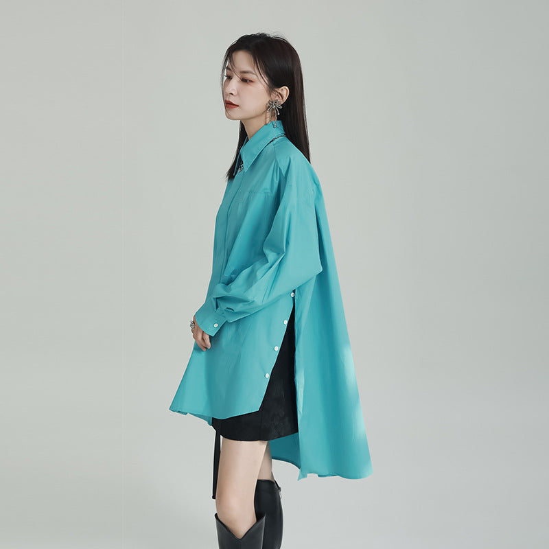 【トップス】ヴィンテージライクロングシャツ レディース アシンメトリー ゆったり こなれ感 デザインシャツ【JZシリーズ】
