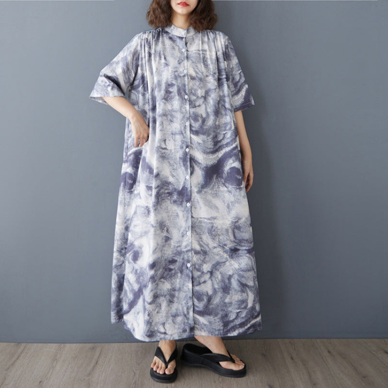 【ワンピース】ゆったり ショールカラー ロングシャツドレス ボタンディテール 体型カバー 大きいサイズ レディース 半袖ワンピース
【SHシリーズ】