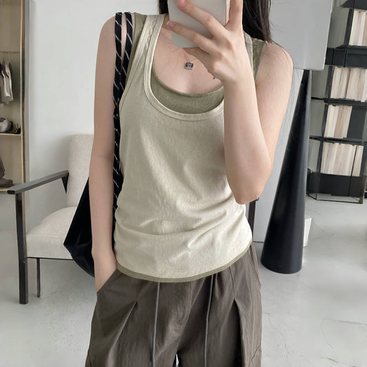 【セットアップ】夏 重ね着 ストリート 着痩せ効果 タンクトップ 2点セット 【FCシリーズ】