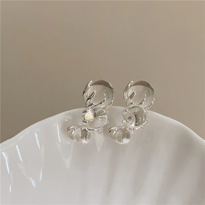 【🎁 B2G1｜先行スタート！】【グッズ】フレンチ上品グラデーション透明ガラスボールC型フープピアス