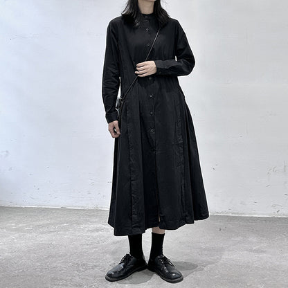 【24AW】【ワンピース 】秋新作 着痩せ ルーズ 長袖 Aライン シャツワンピース【AHシリーズ】